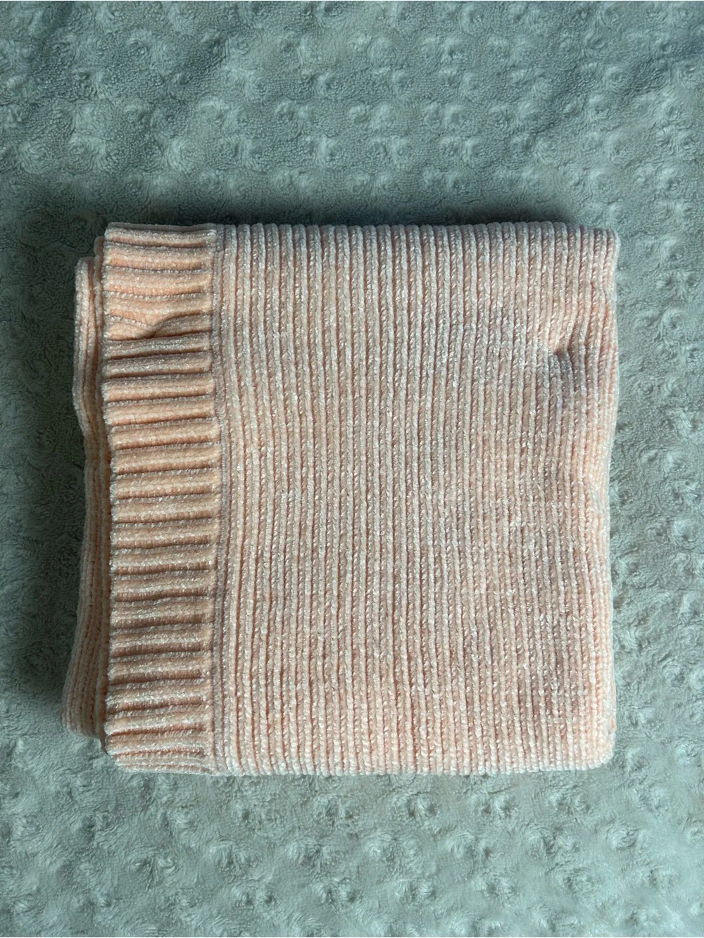 First Impressions Iced Peach Chenille Baby Blanket Soft Sweater Knit Lovey